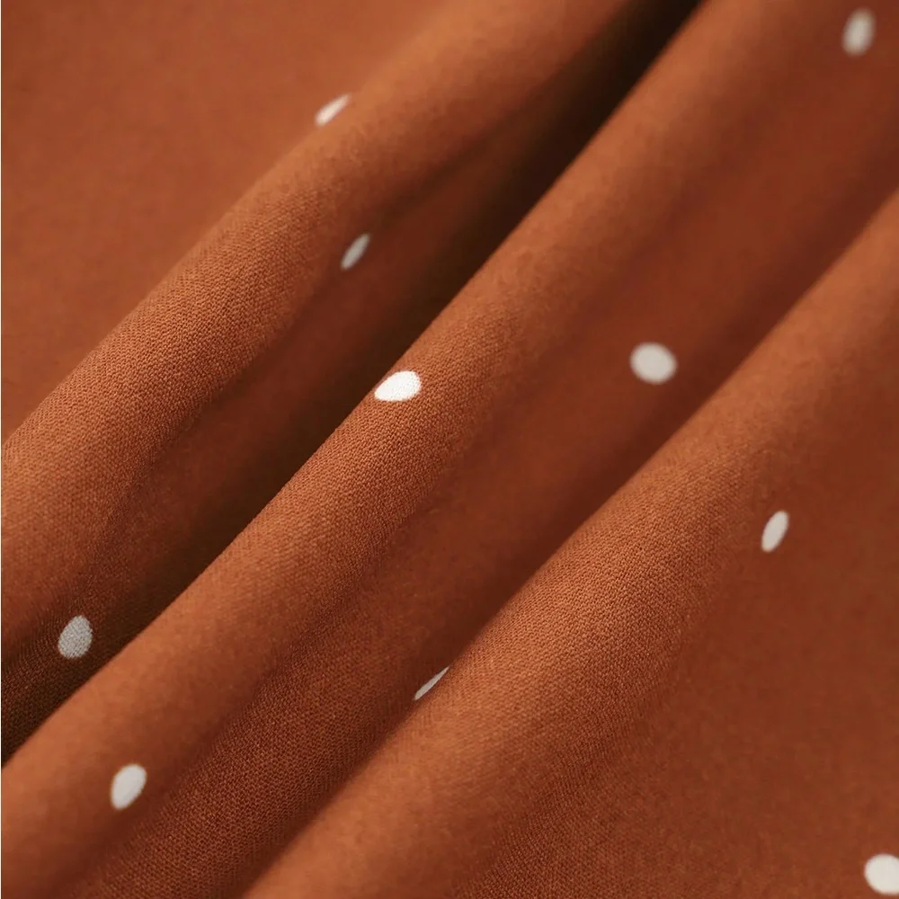 Rihoas Brown Polka Dot Pleated Midi Dress - Picture 6 of 7